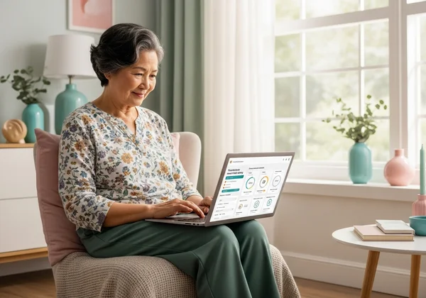 Пожилой человек изучает результаты GDS на цифровом устройстве