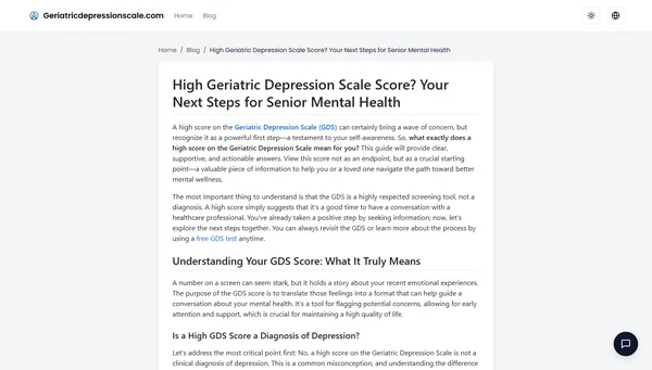 High Geriatric Depression Scale Score? Your Next Steps for Senior Mental Health