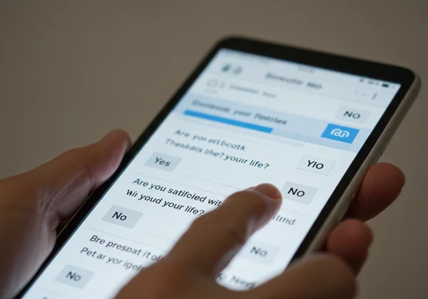 Digital display of Geriatric Depression Scale questions.