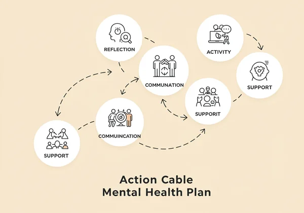 Checklist or steps for an actionable mental health plan.
